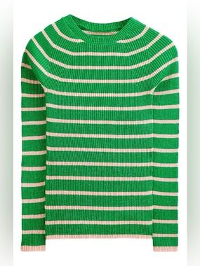Boden Effie Sparkle Stripe Green and Pink Ribbed Knit Sweater Size Small